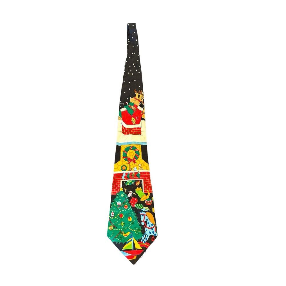 Addiction 100% Silk Christmas Tree And Fireplace‎ Tie